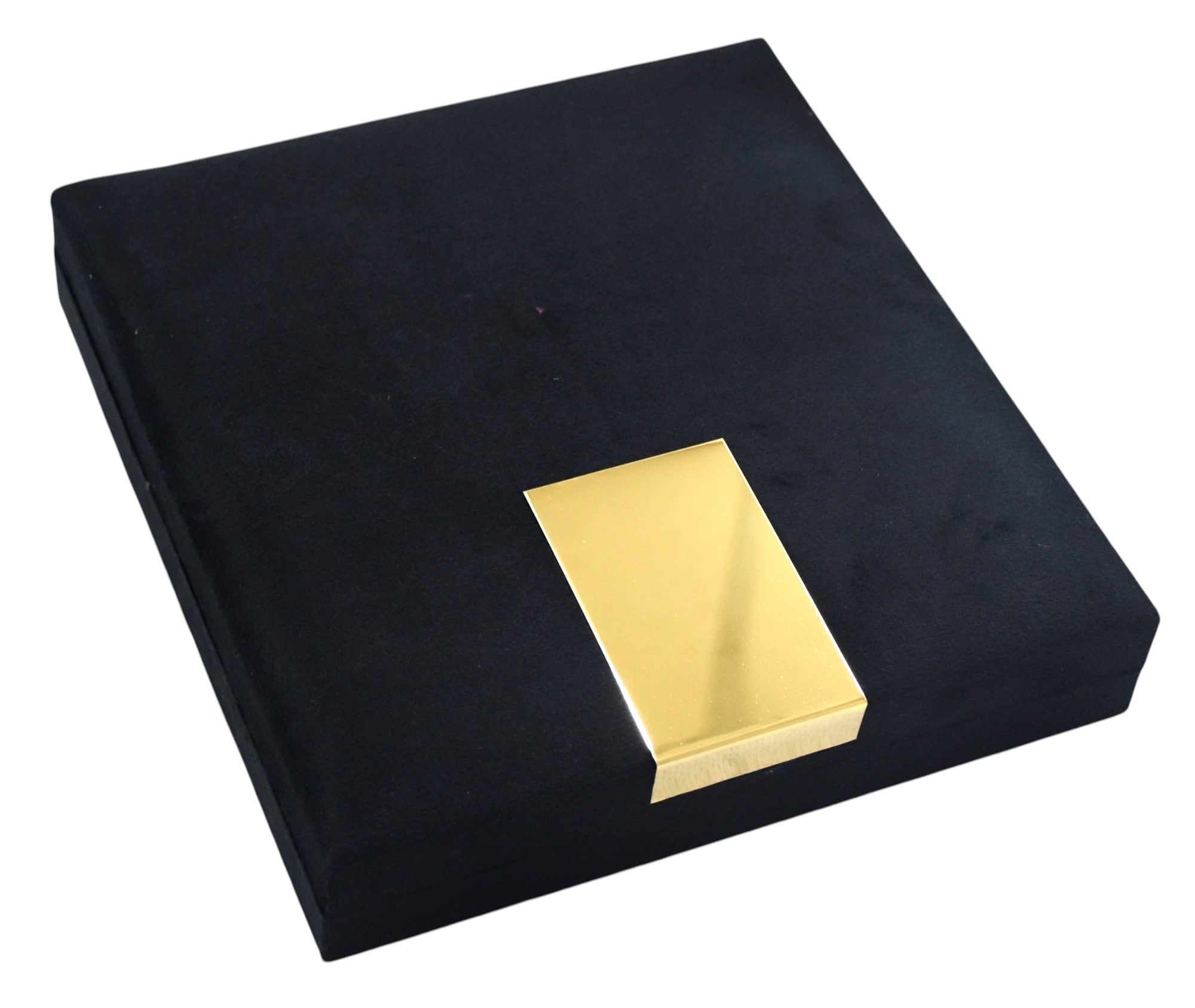 Black Velvet Jewelry Box With Metal Plate & LED Light.