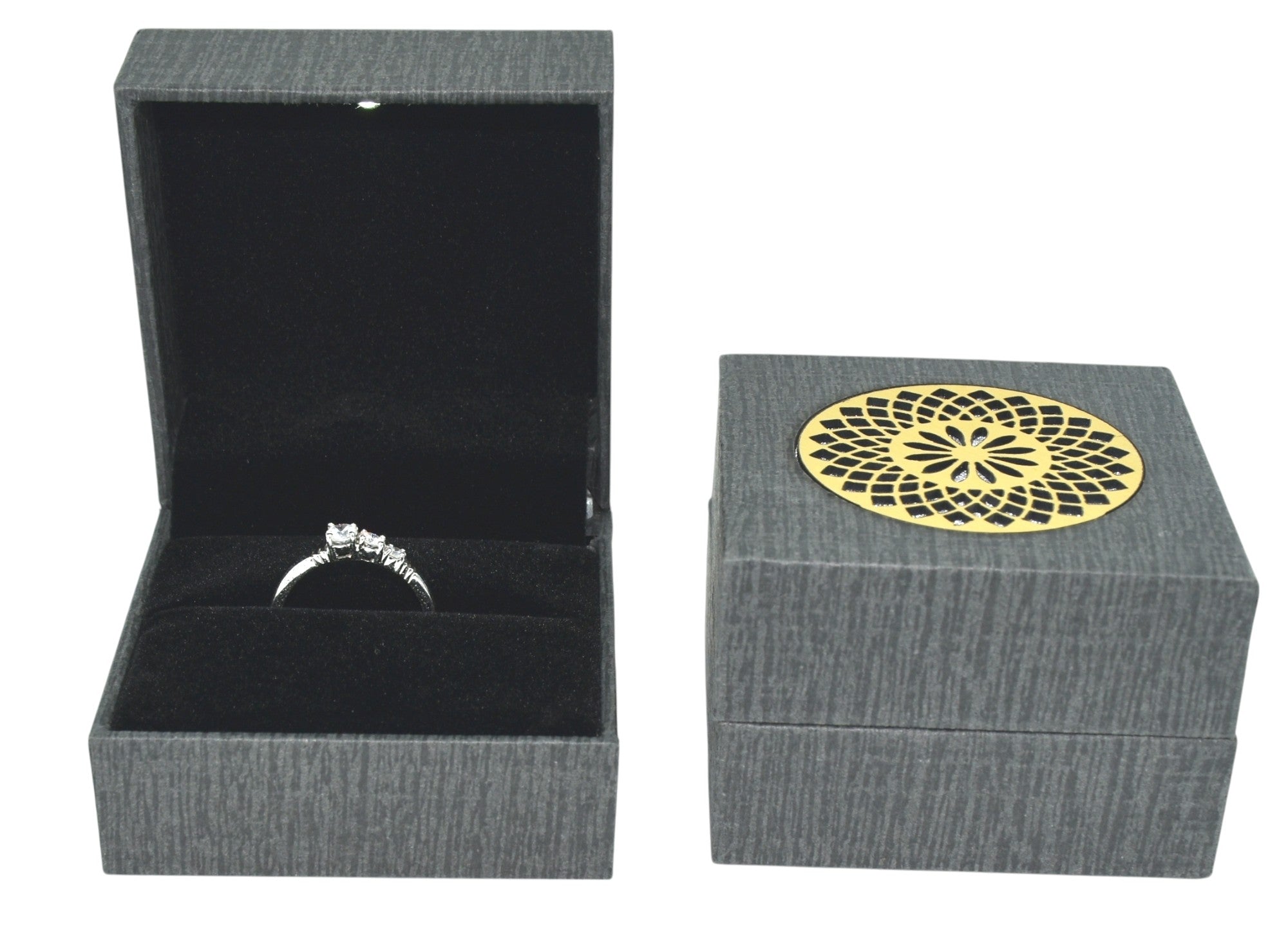 Grey Jewellery Box With Laser Cut Design & LED Light.