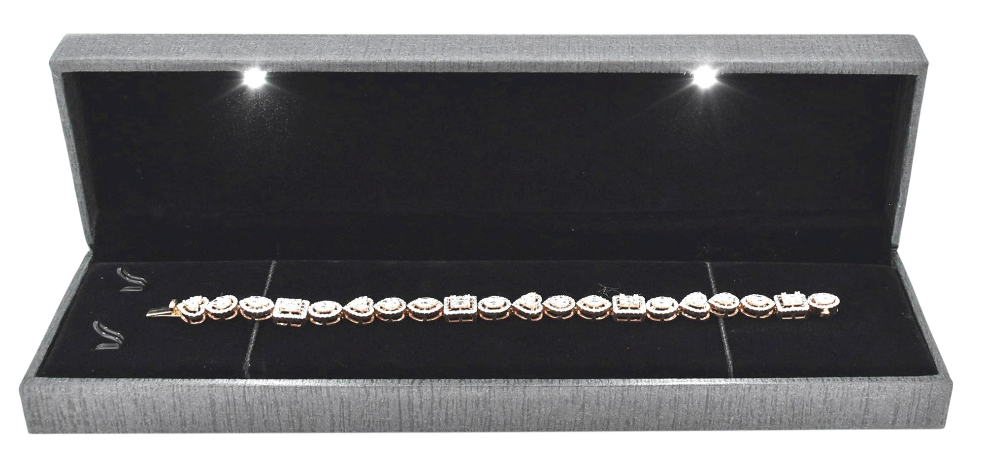 Grey Jewellery Box With Laser Cut Design & LED Light.