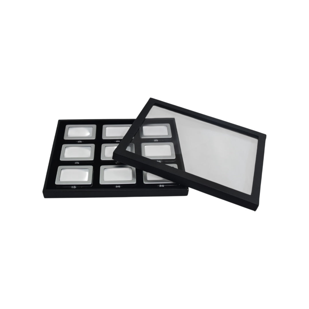Metal Diamond Gemstone Box Dabbi with Glass Top & Reversible insert (Matt).