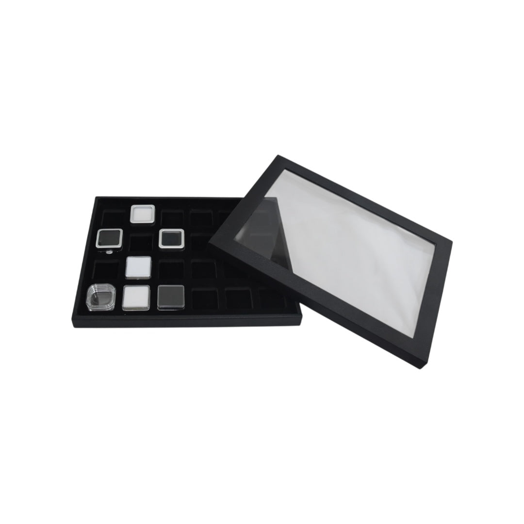 Metal Diamond Gemstone Box Dabbi with Glass Top & Reversible insert (Matt).