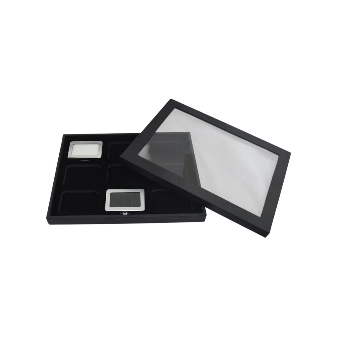 Metal Diamond Gemstone Box Dabbi with Glass Top & Reversible insert (Matt).