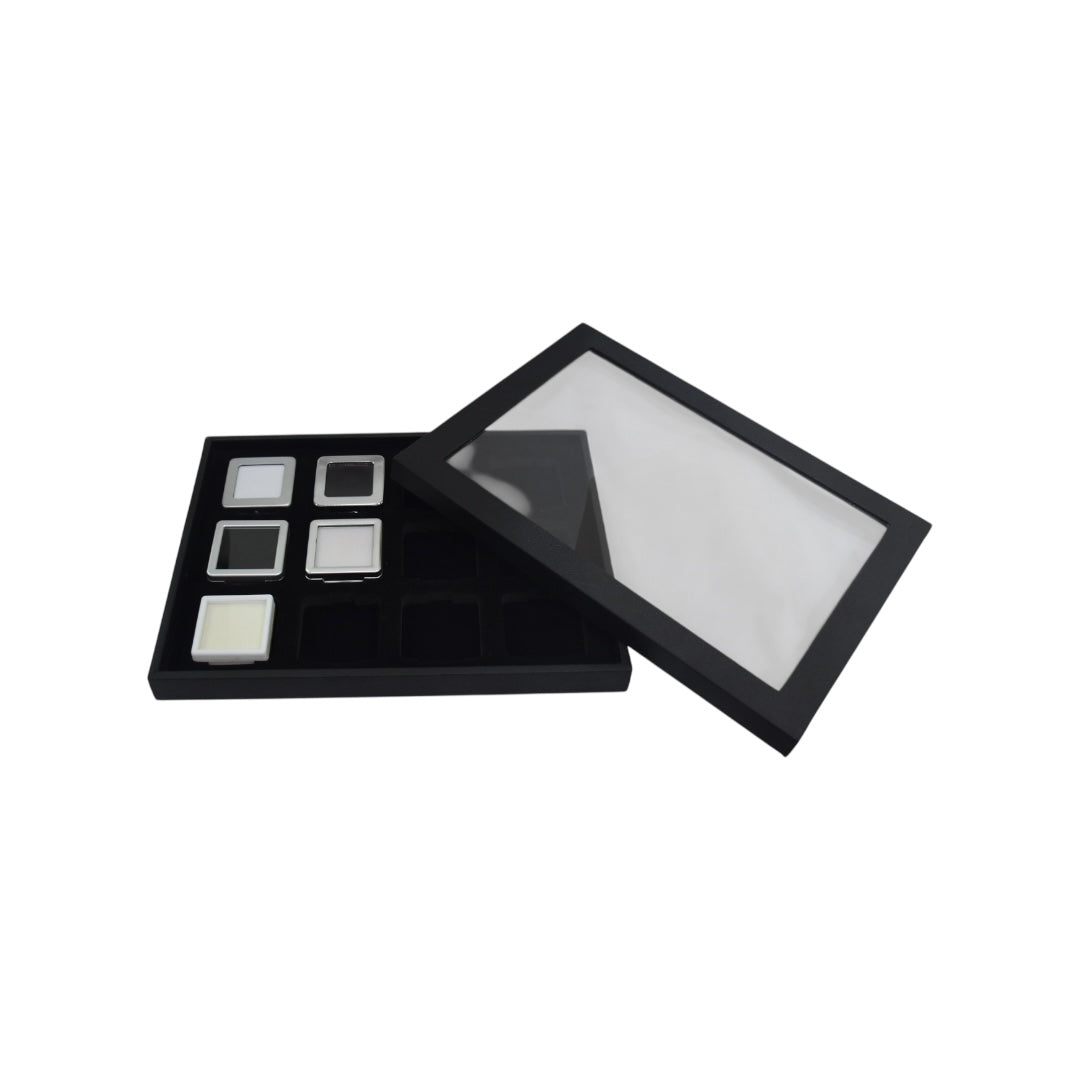 Metal Diamond Gemstone Box Dabbi with Glass Top & Reversible insert (Matt).