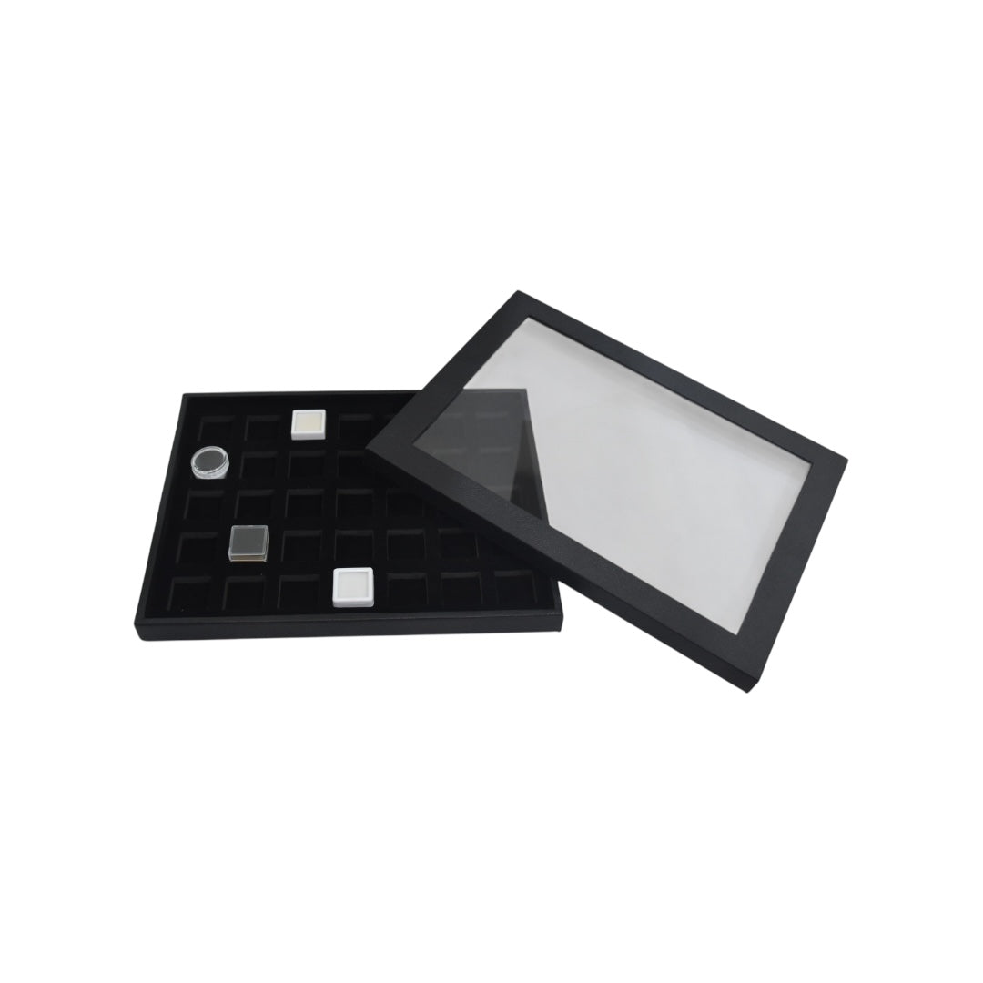 Diamond & Gemstone Box Dabbi with Transparent Glass Top & White Insert.