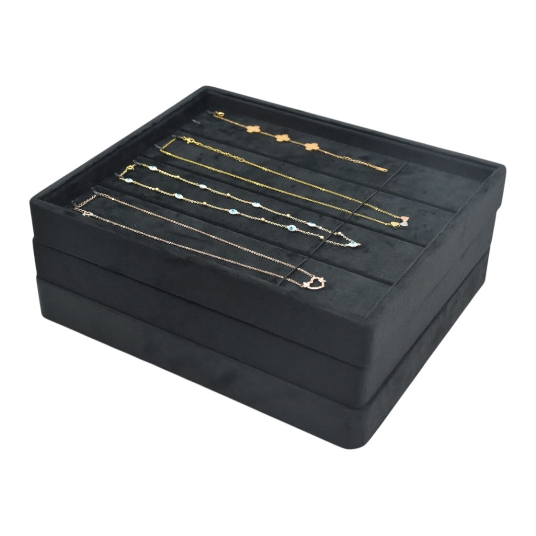 12 Slots Black Suede Jewellery Display Tray (10x12x1.5)