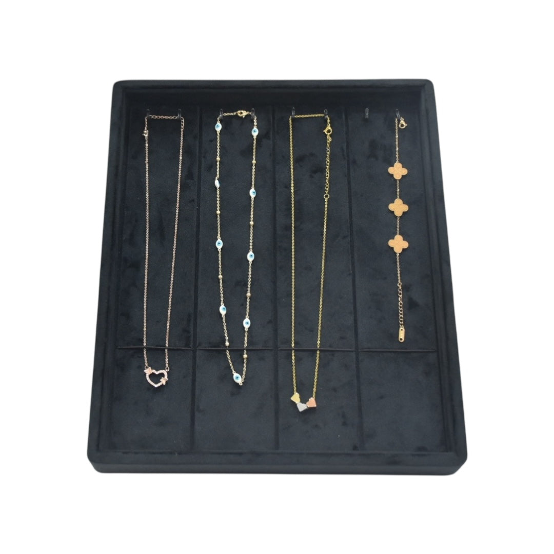 12 Slots Black Suede Jewellery Display Tray (10x12x1.5)