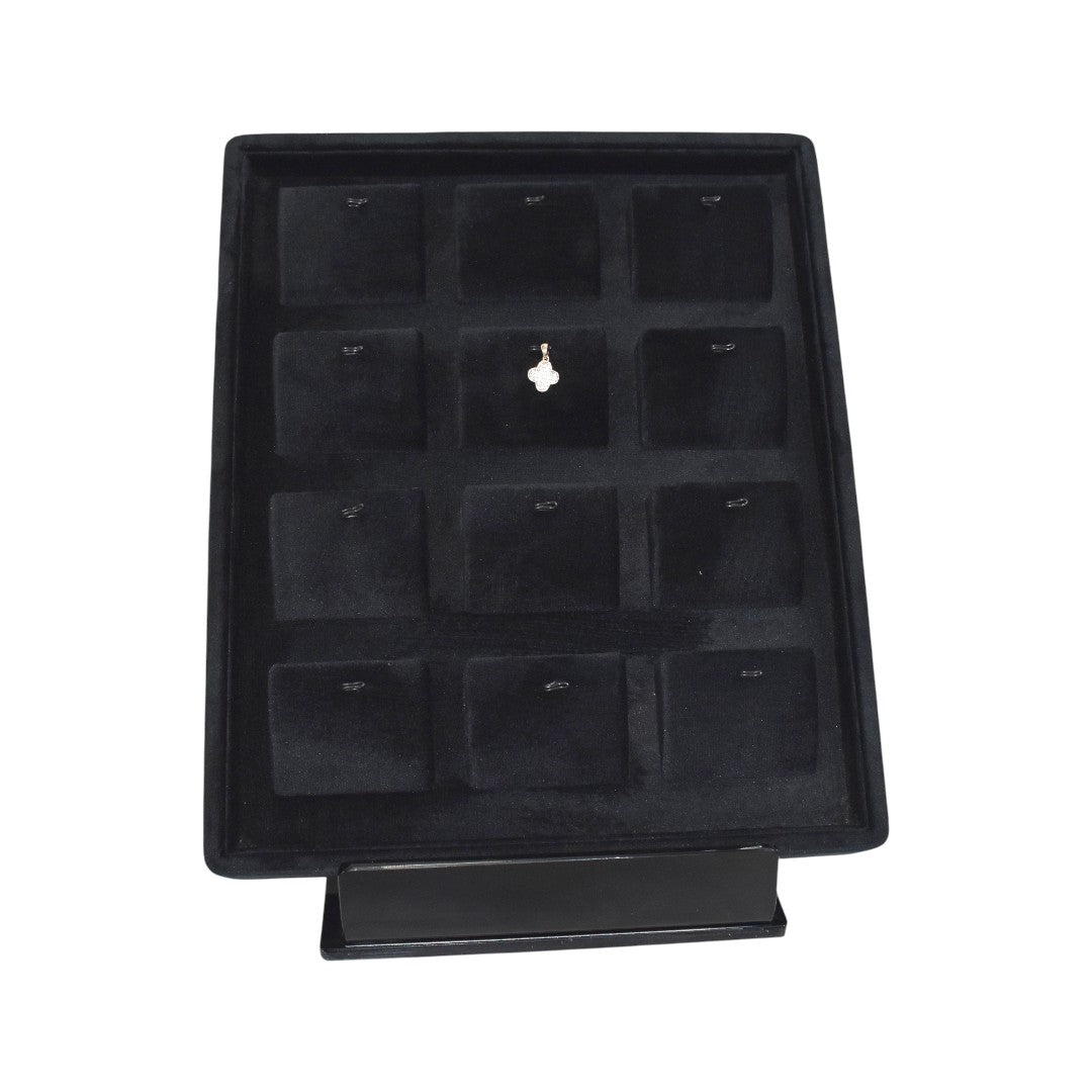 12 Slots Black Suede Jewellery Display Tray (10x12x1.5)