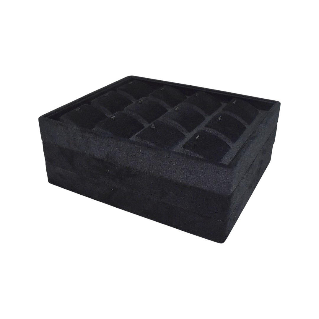 12 Slots Black Suede Jewellery Display Tray (10x12x1.5)