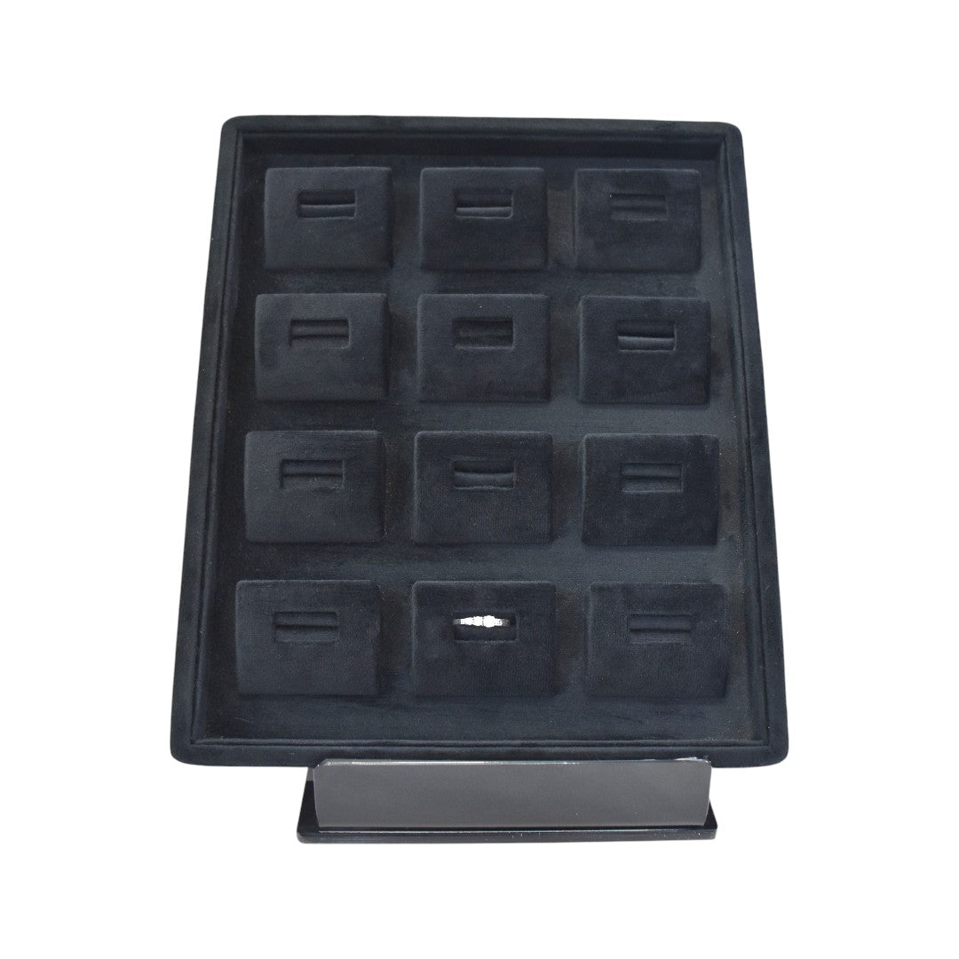 12 Slots Black Suede Jewellery Display Tray (10x12x1.5)