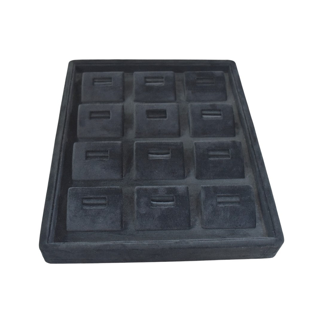 12 Slots Black Suede Jewellery Display Tray (10x12x1.5)