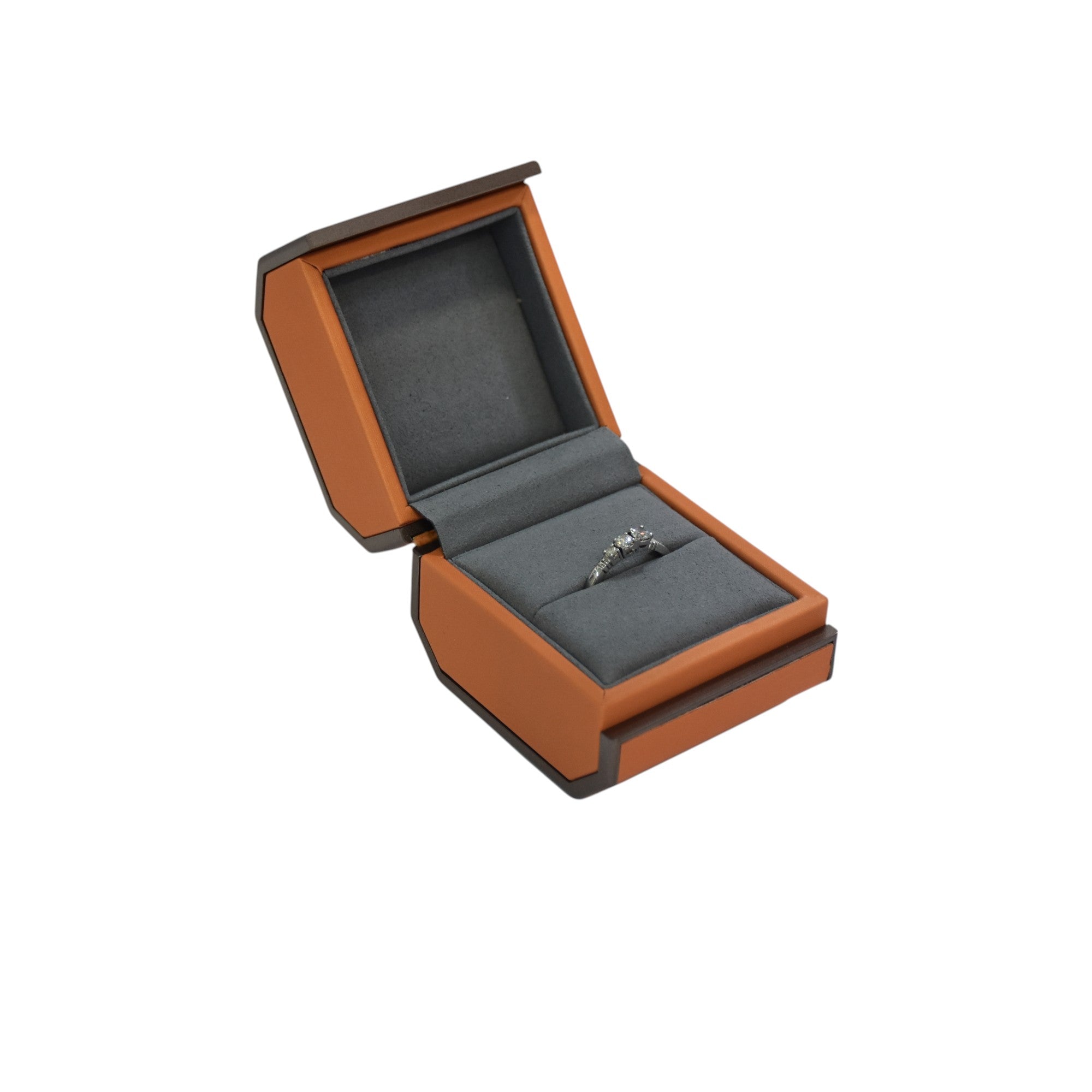 Designer Wooden Jewelry Box For Ring With Grey Interior 2.75x2.25x2.5"