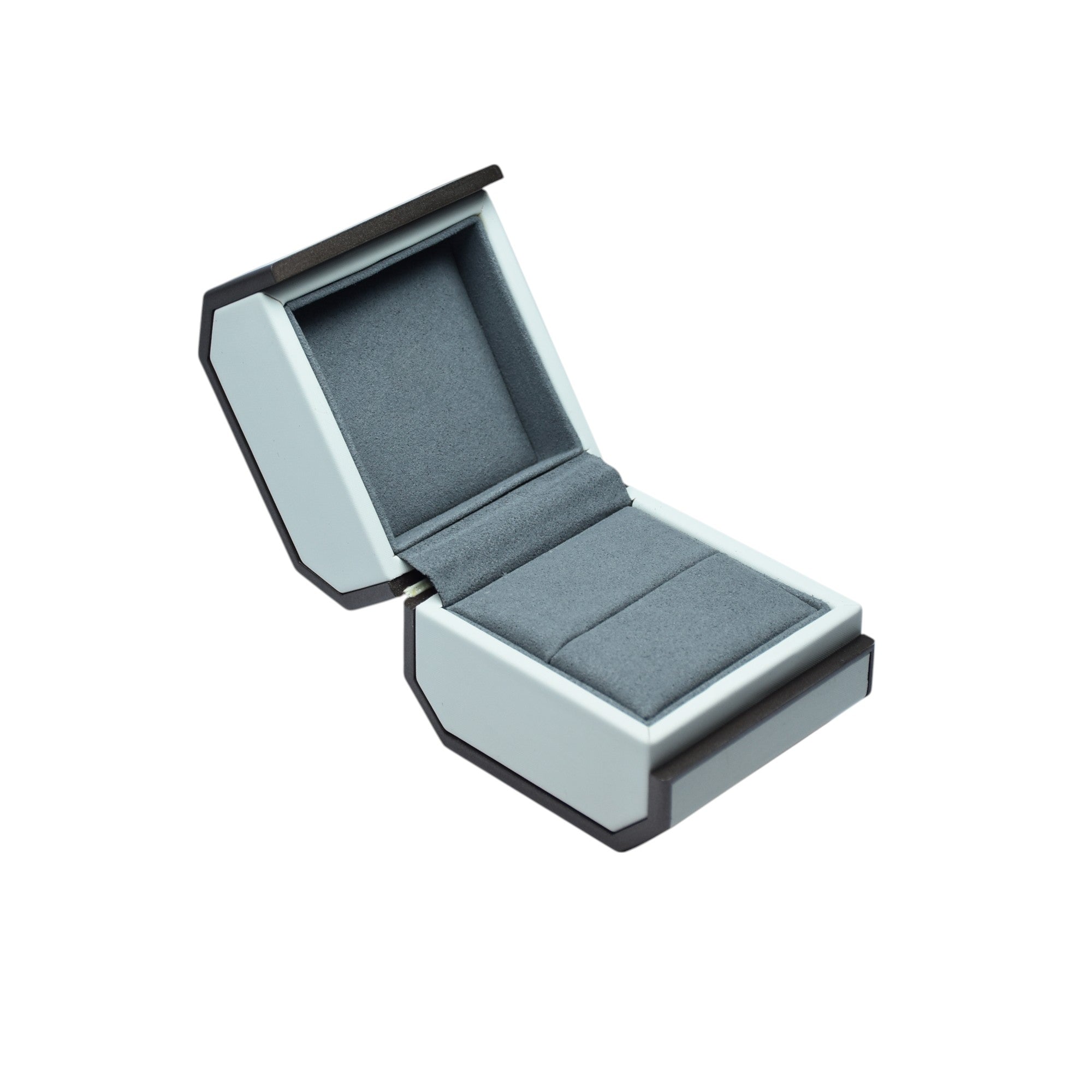 Designer Wooden Jewelry Box For Ring With Grey Interior 2.75x2.25x2.5"