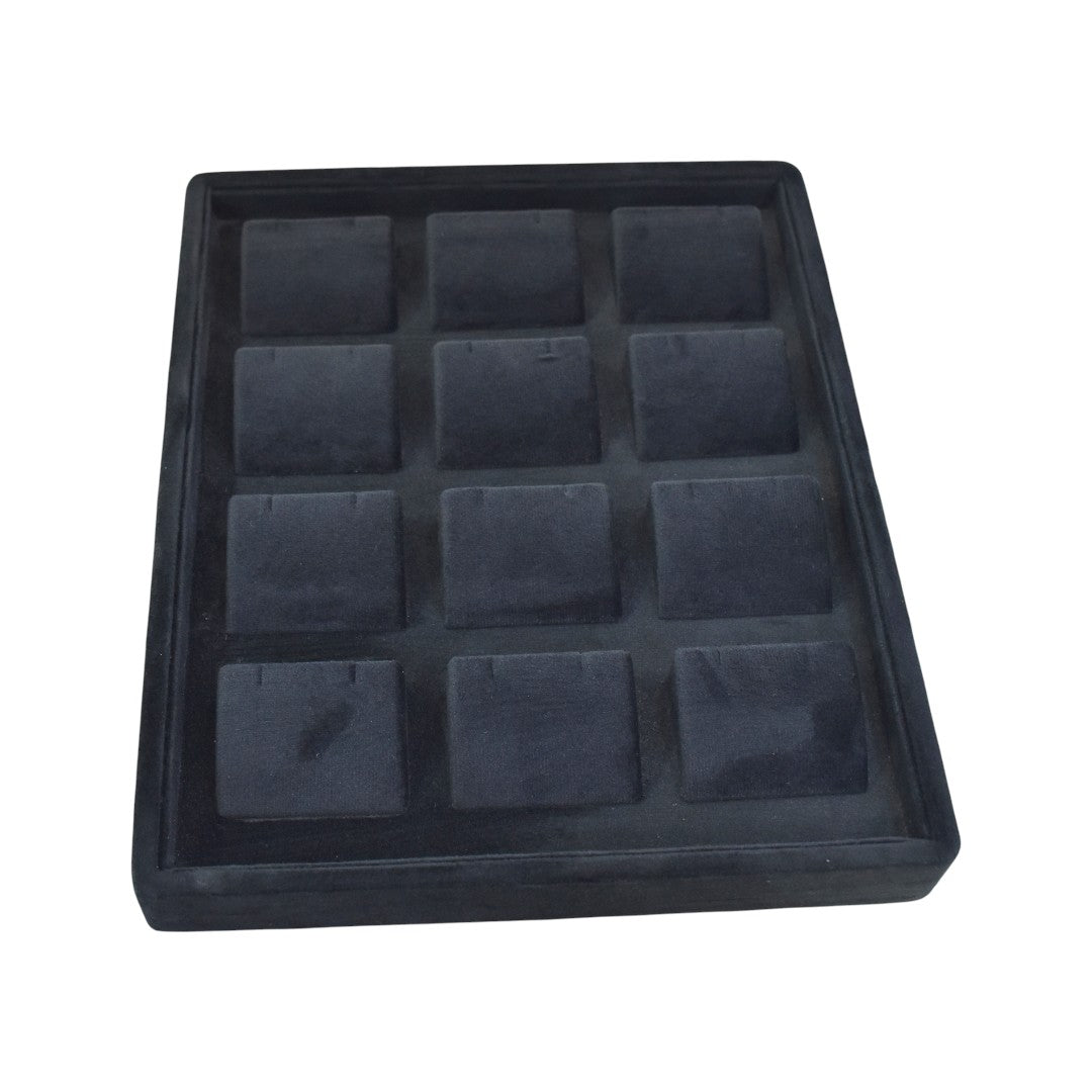 12 Slots Black Suede Jewellery Display Tray (10x12x1.5)