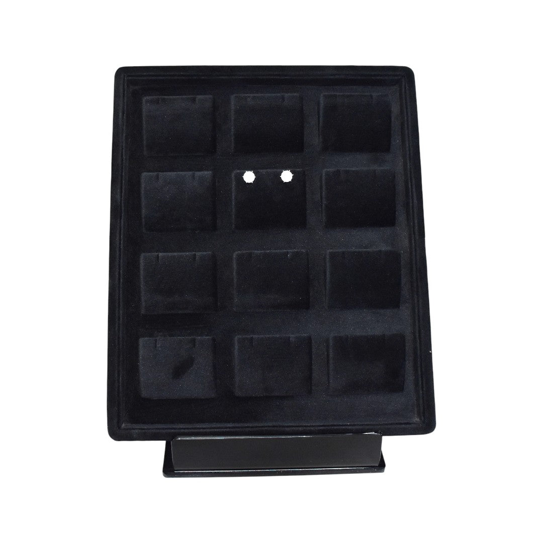 12 Slots Black Suede Jewellery Display Tray (10x12x1.5)